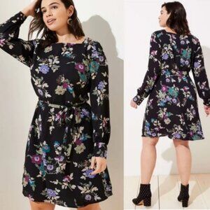 LOFT Plus Size Winter Garden Square Neck Flare Dress NWT  Sz: 16